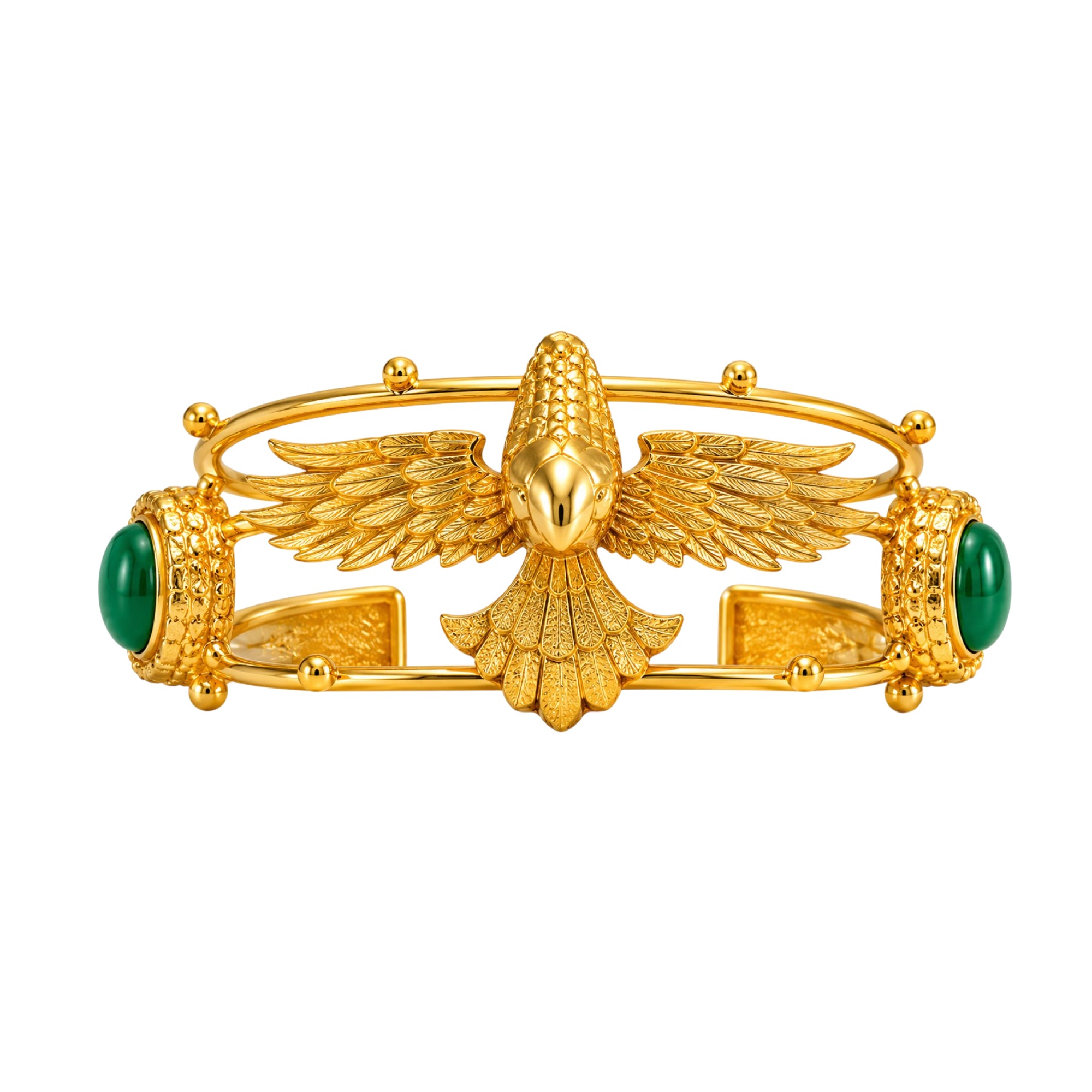 Stellabello Eagle Edit Gold Plated Cuff Bracelet for Women & Girls | Designer Artificial Jewellery Statement Bracelet with Green Stone | Open Hand Bracelet for Party, Wedding, Festive & Western| Gift for Women