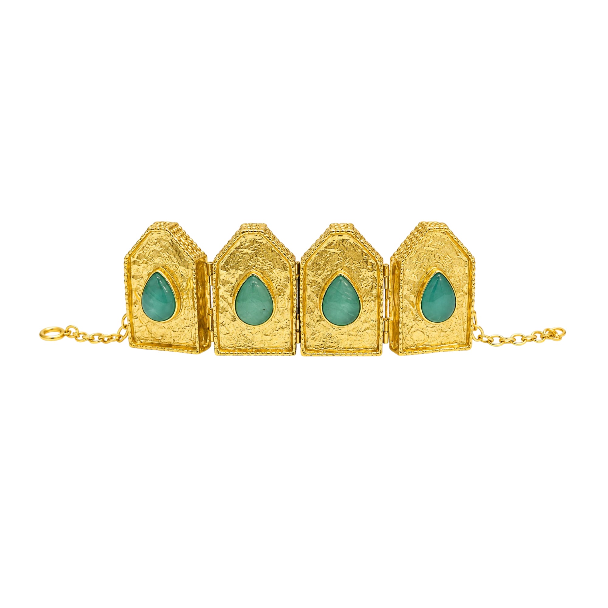 Stellabello Villa Gold Plated Bracelet for Women & Girls | Artificial Jewellery Statement with Green Teardrop Stones | Premium Party, Wedding, Festive & Ethnic Fashion Bracelet | Gift for Women