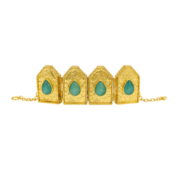 Stellabello Villa Gold Plated Bracelet for Women & Girls | Artificial Jewellery Statement with Green Teardrop Stones | Premium Party, Wedding, Festive & Ethnic Fashion Bracelet | Gift for Women