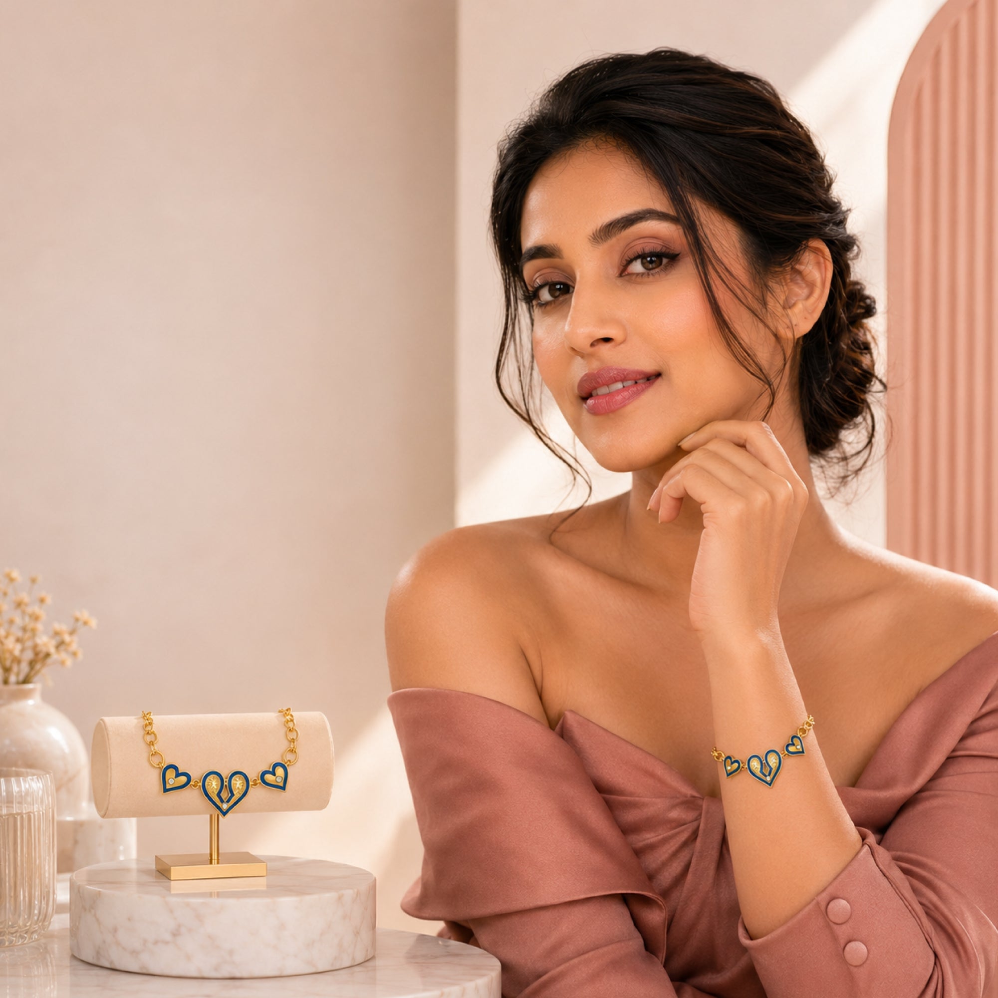 Stellabello Heart Edit Gold Plated Long Drop Earrings for Women & Girls | Designer Artificial Jewellery Statement Earrings with Green Stone & Pearl Accents | Party Wear, Wedding, Festive & Ethnic Fashion Earrings